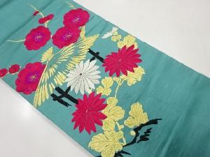 アンティーク　枝梅に菊模様刺繍丸帯（材料）